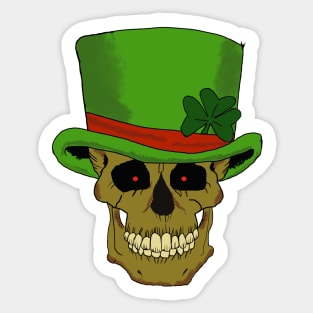 Grinning Leprechaun Skull with Top Hat Sticker